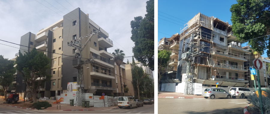 התחדשות עירונית ברחוב הרקפת לפני ואחרי