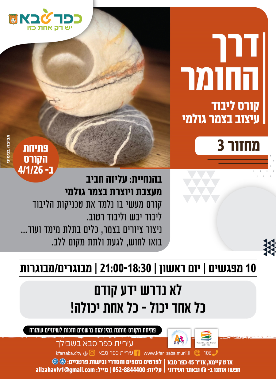מודעה גרפית דרך החומר - קורס ליבוד עיצוב בצמר גולמי