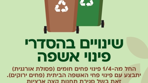 מודעה גרפית שינויים בהסדרי פינוי אשפה