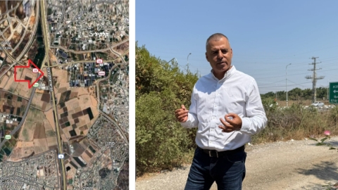 ראש העיר רפי סער במקום בו מתוכננת תחנת הכוח